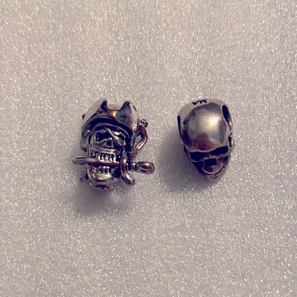Pandora Charm Pirate Captain and Skull Bundle Sterling Silver EUC